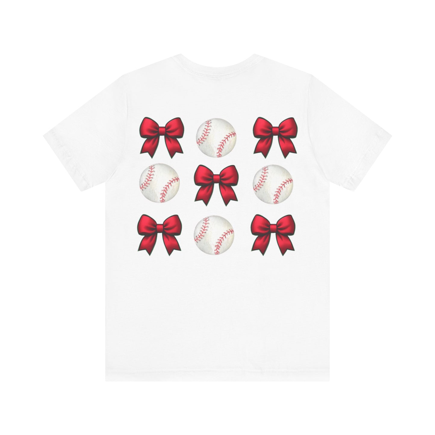 Red Baseballs and Bows Short Sleeve Tee