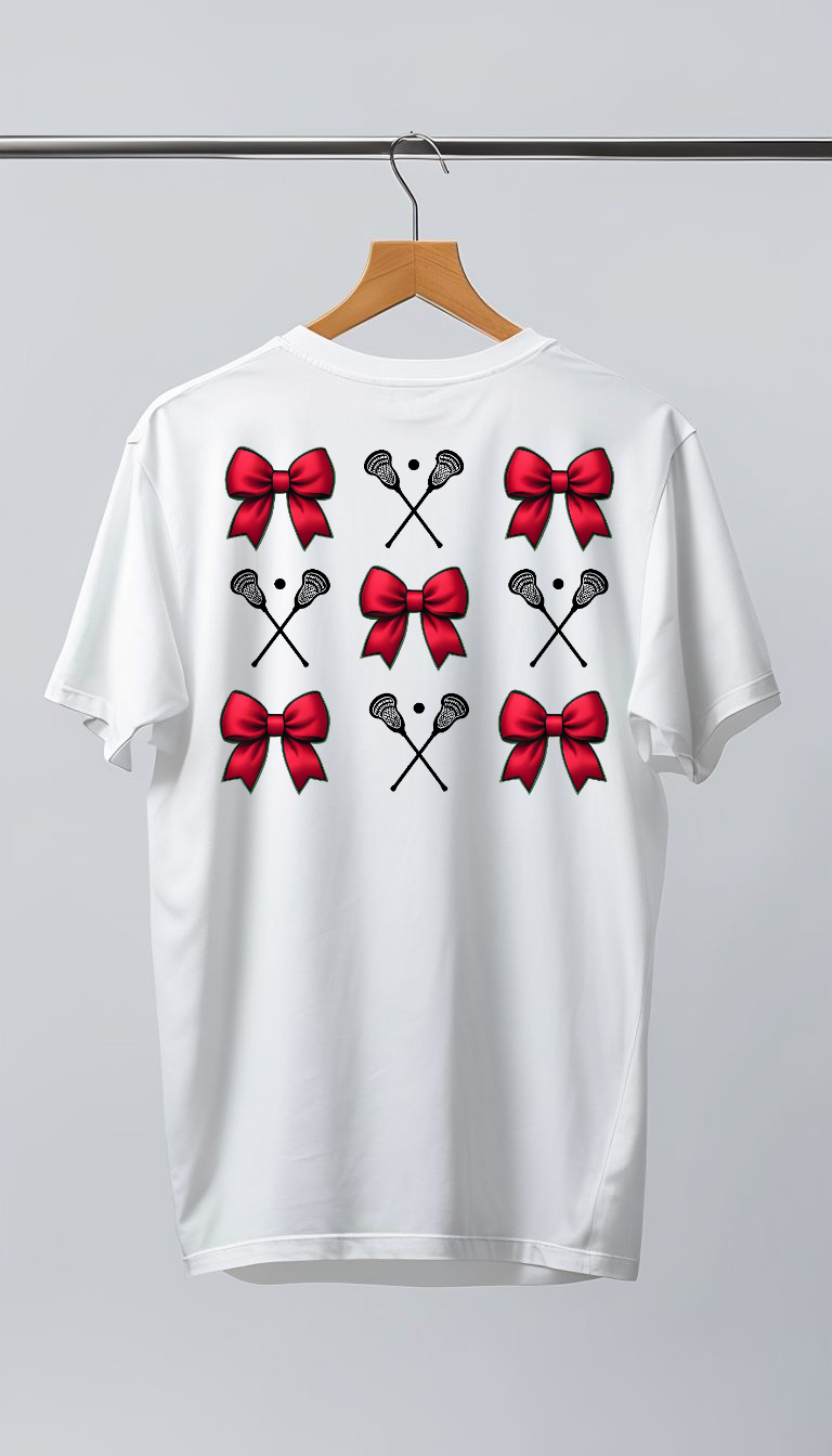 Red Lacrosse and Bows Short Sleeve Tee