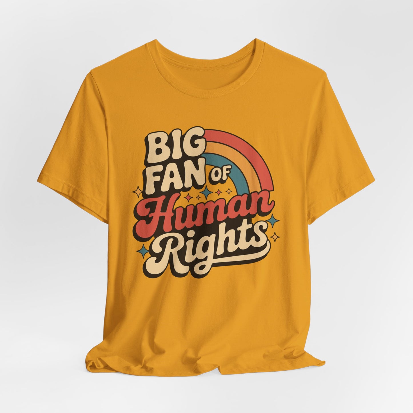 Big Fan of Human Rights Tee — Retro Rainbow Social Justice T‑Shirt