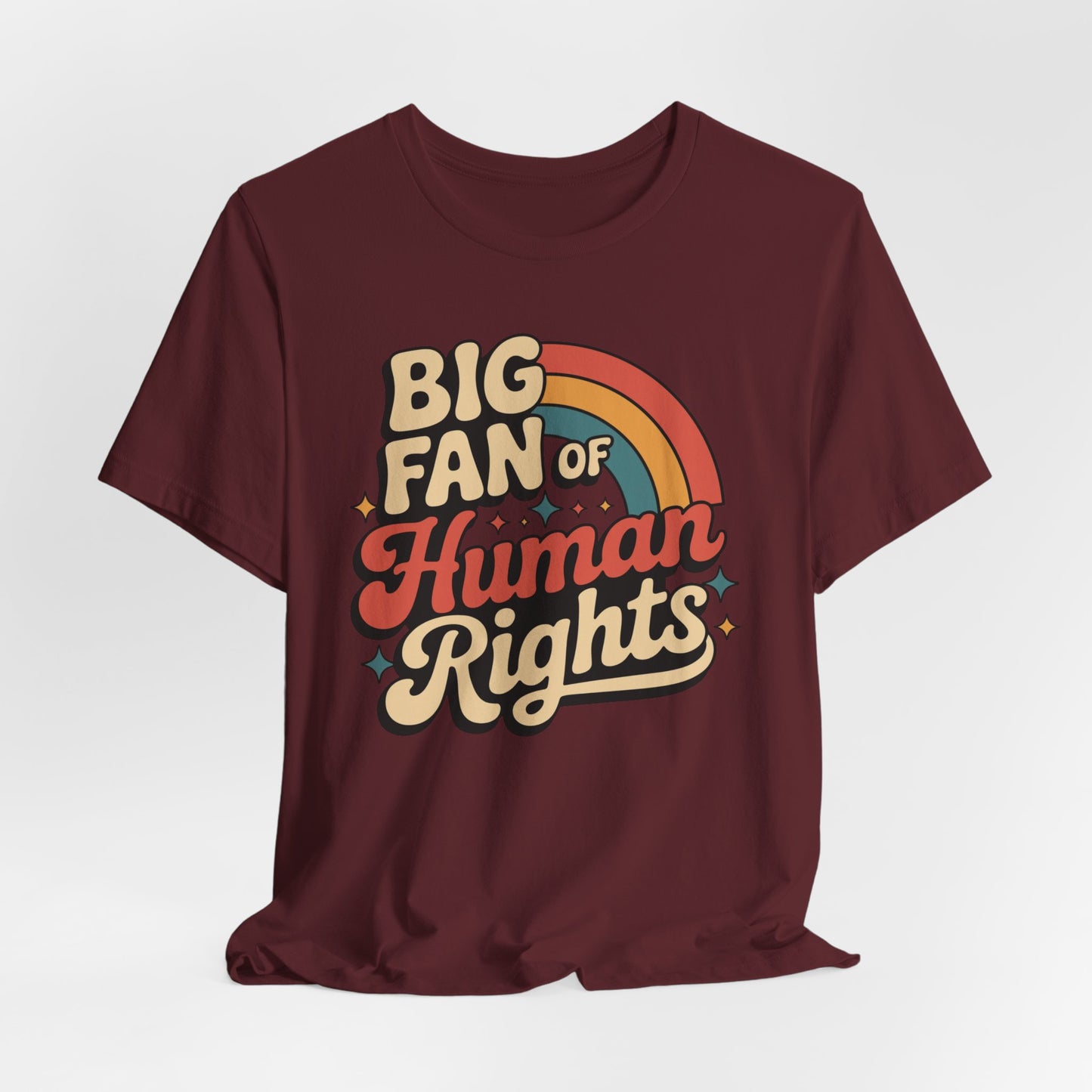 Big Fan of Human Rights Tee — Retro Rainbow Social Justice T‑Shirt