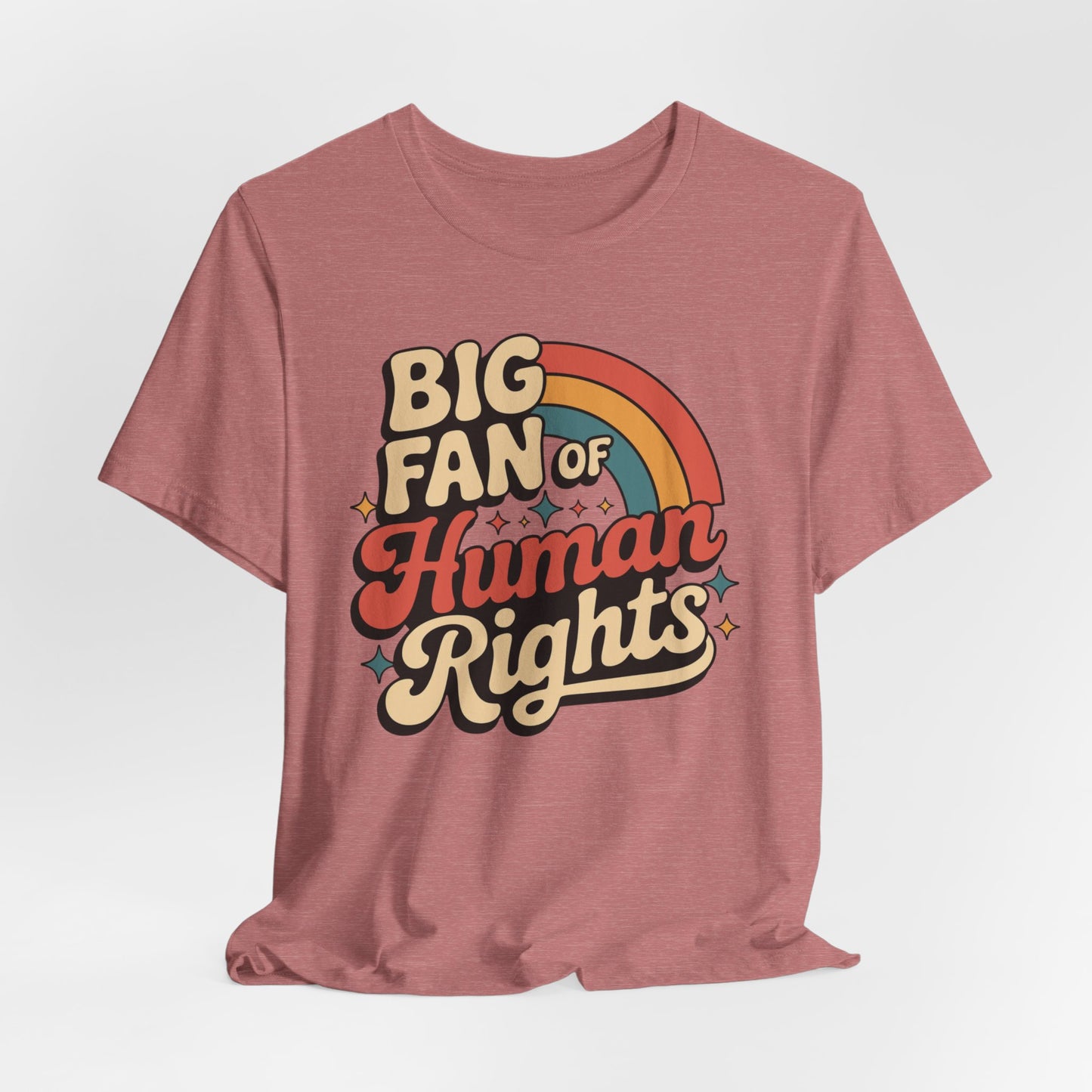 Big Fan of Human Rights Tee — Retro Rainbow Social Justice T‑Shirt