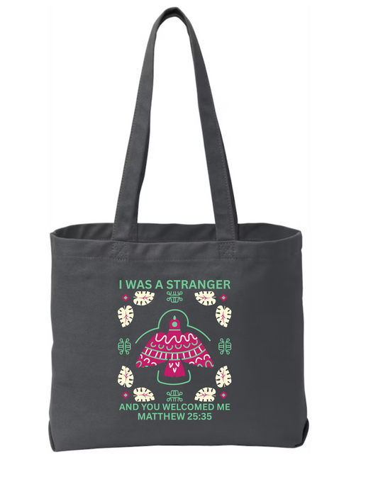 I was a stranger tote bag