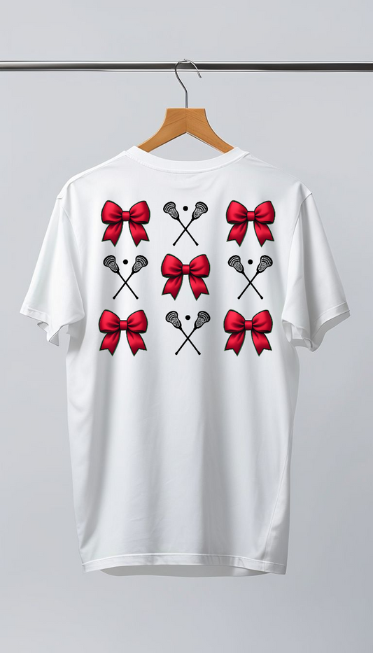 Red Lacrosse and Bows Short Sleeve Tee