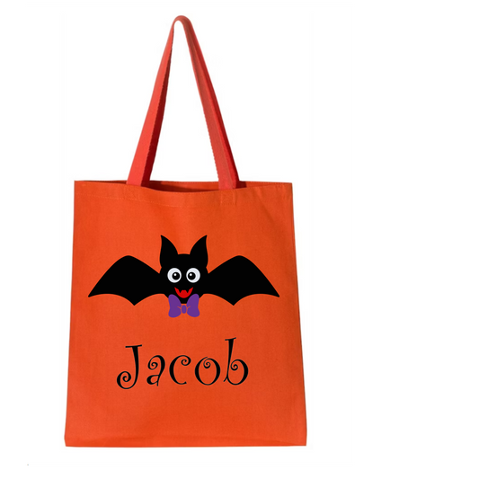 Halloween Trick or Treat Bag Bowtie Bat Customized